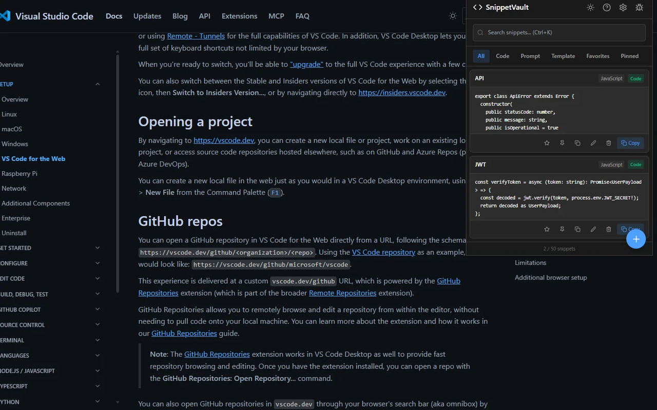 SnippetVault screenshot 1