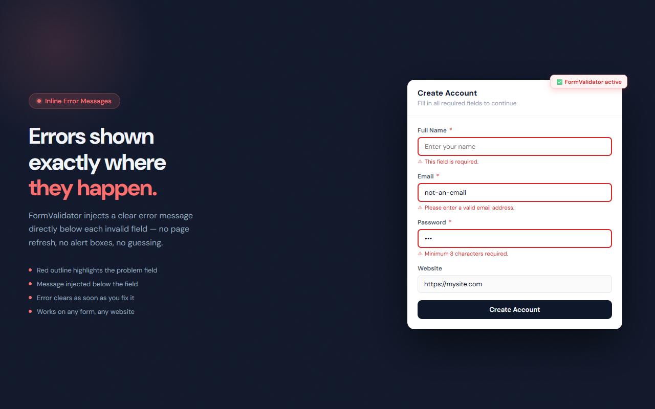FormValidator screenshot