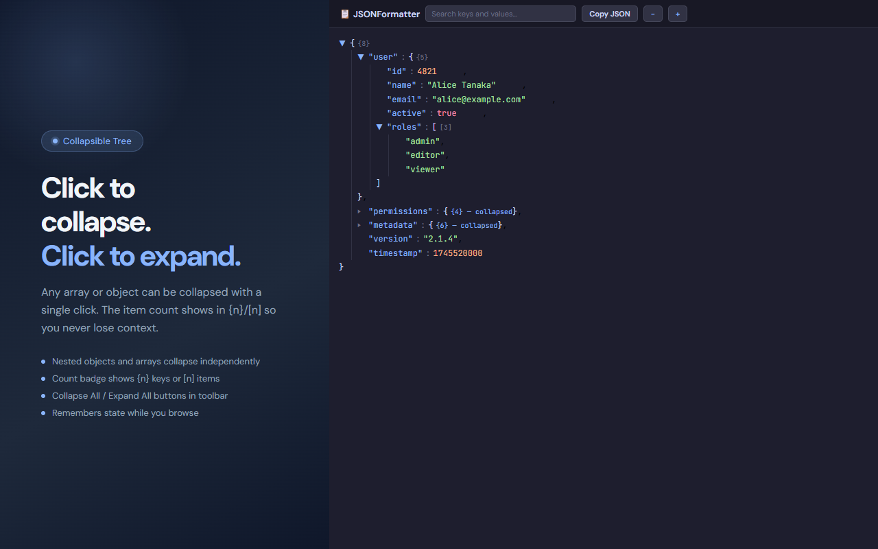 JSONFormatter screenshot